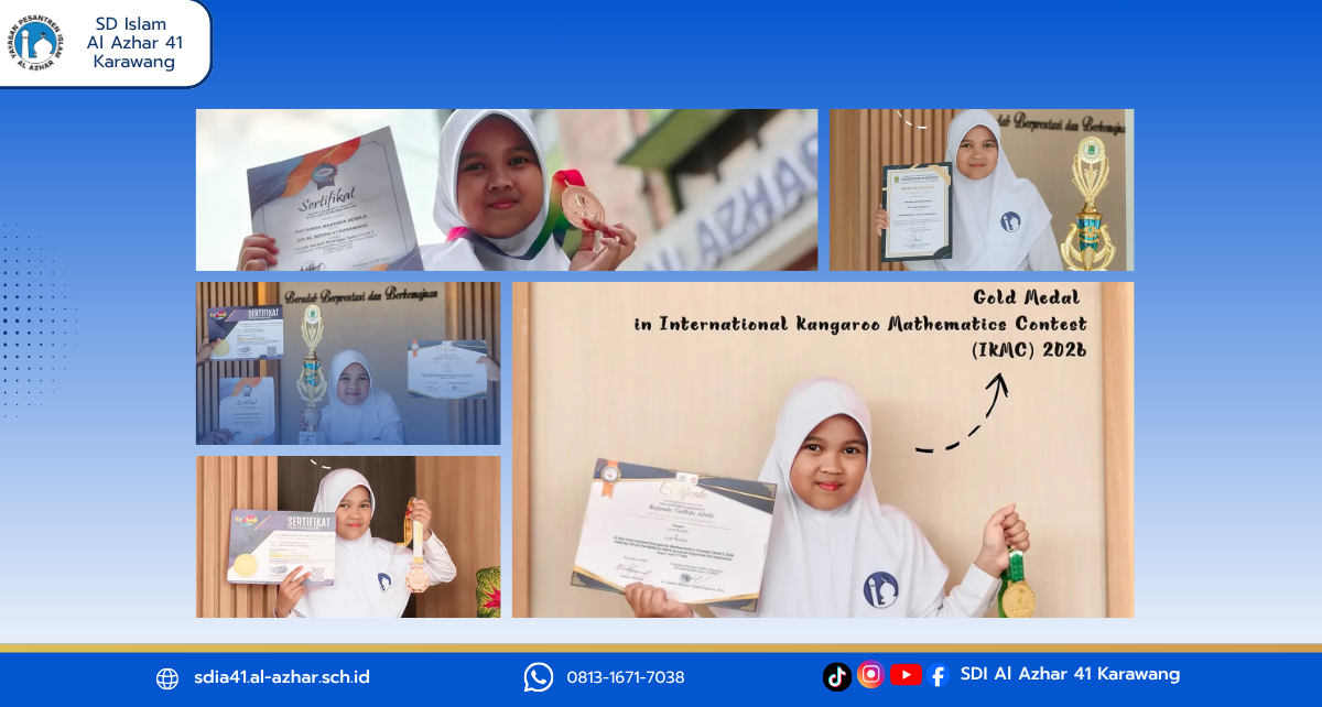 Rafanda Nadhifa Adsila murid SD Islam Al Azhar 41 Karawang meraih prestasi dalam kompetisi matematika, sains, bahasa Inggris, dan calistung